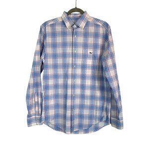 Vineyard Vines Shirt Men's Size S Blue Pink Plaid Button Down Long Sleeve